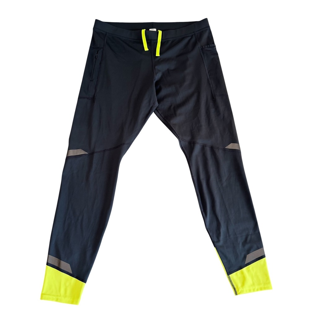 Brooks Carbonite XL Black Neon Yellow Reflective Men's Running Tights